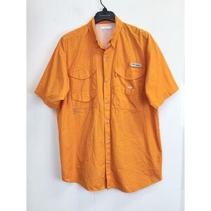 Columbia PFG Men's Size Medium Button Down‎ Shirt Vented Fishing Shirt Orange